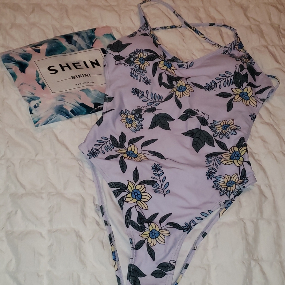 Brand new purple floral shein swim suit